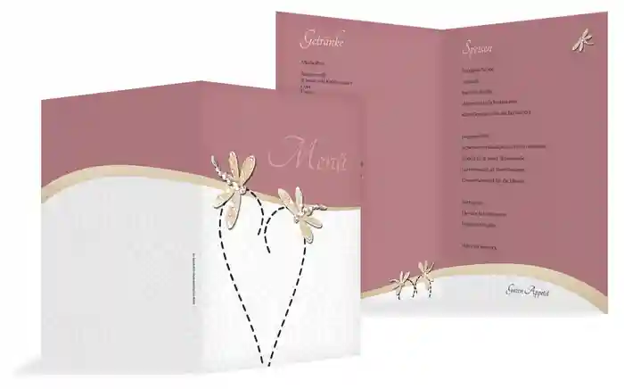 Menükarte Hochzeit Unzertrennlich