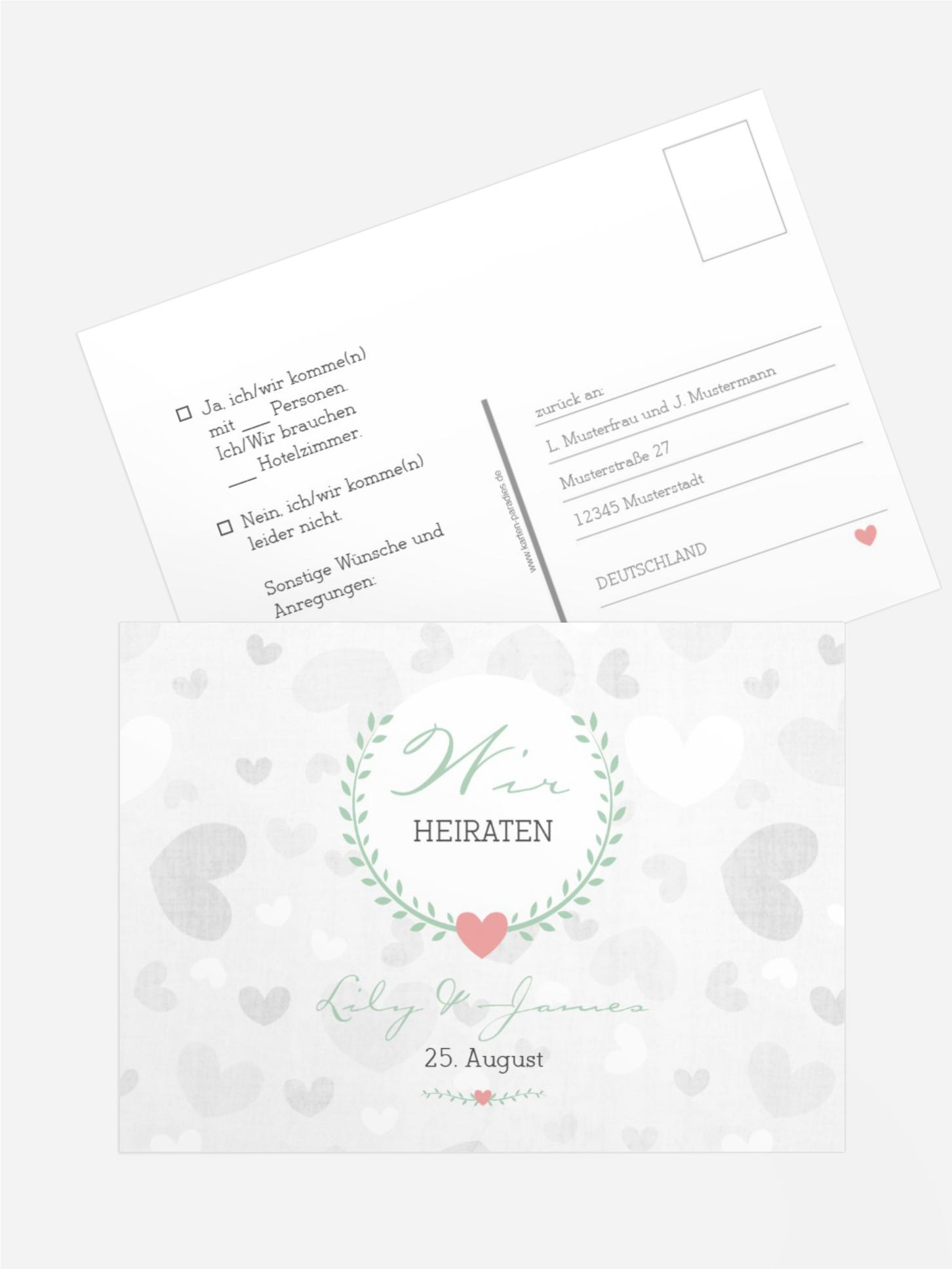 Antwortkarte zur Hochzeit zarte Ranke