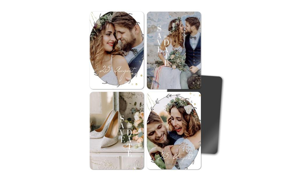 Fotomagnete zur Hochzeit Edle Aquarell Blumen