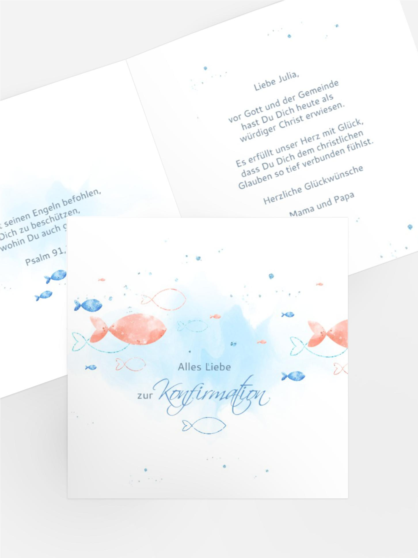 Glückwunschkarte Kommunion Heiliger Fisch