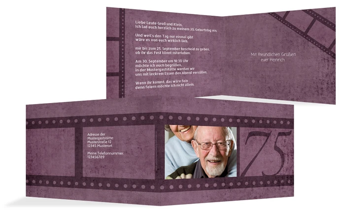 Geburtstagseinladung Retrofilm 75 Foto