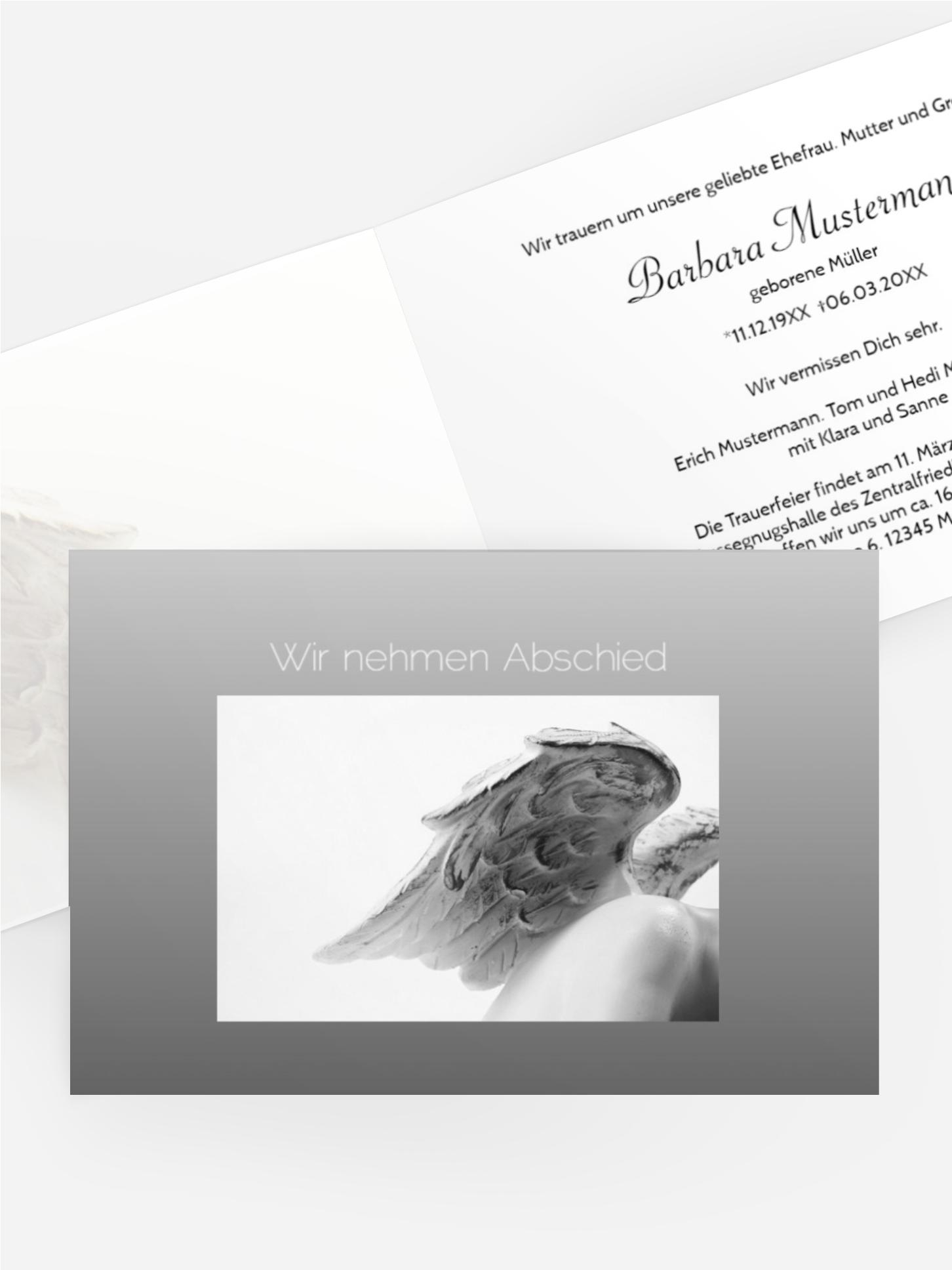 Trauerkarte Engel quer