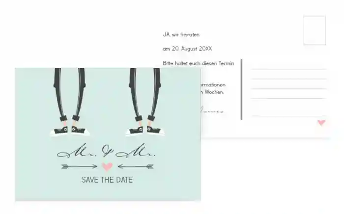 Save the Date Karte zur Hochzeit Pärchen - Männer