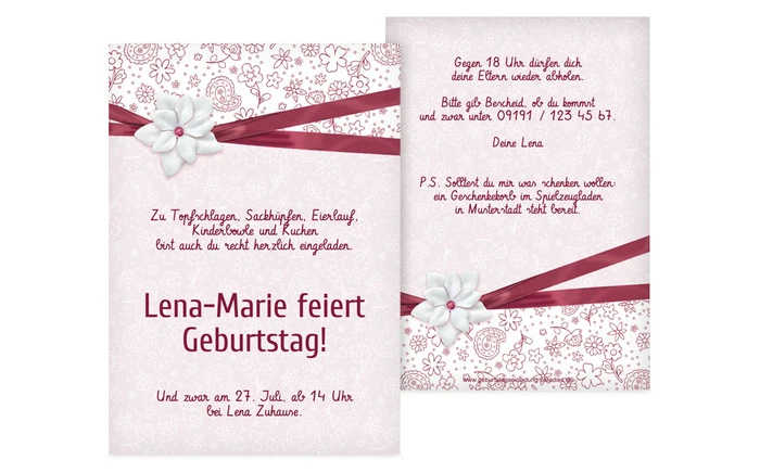 Geburtstagseinladungskarte Jasmin