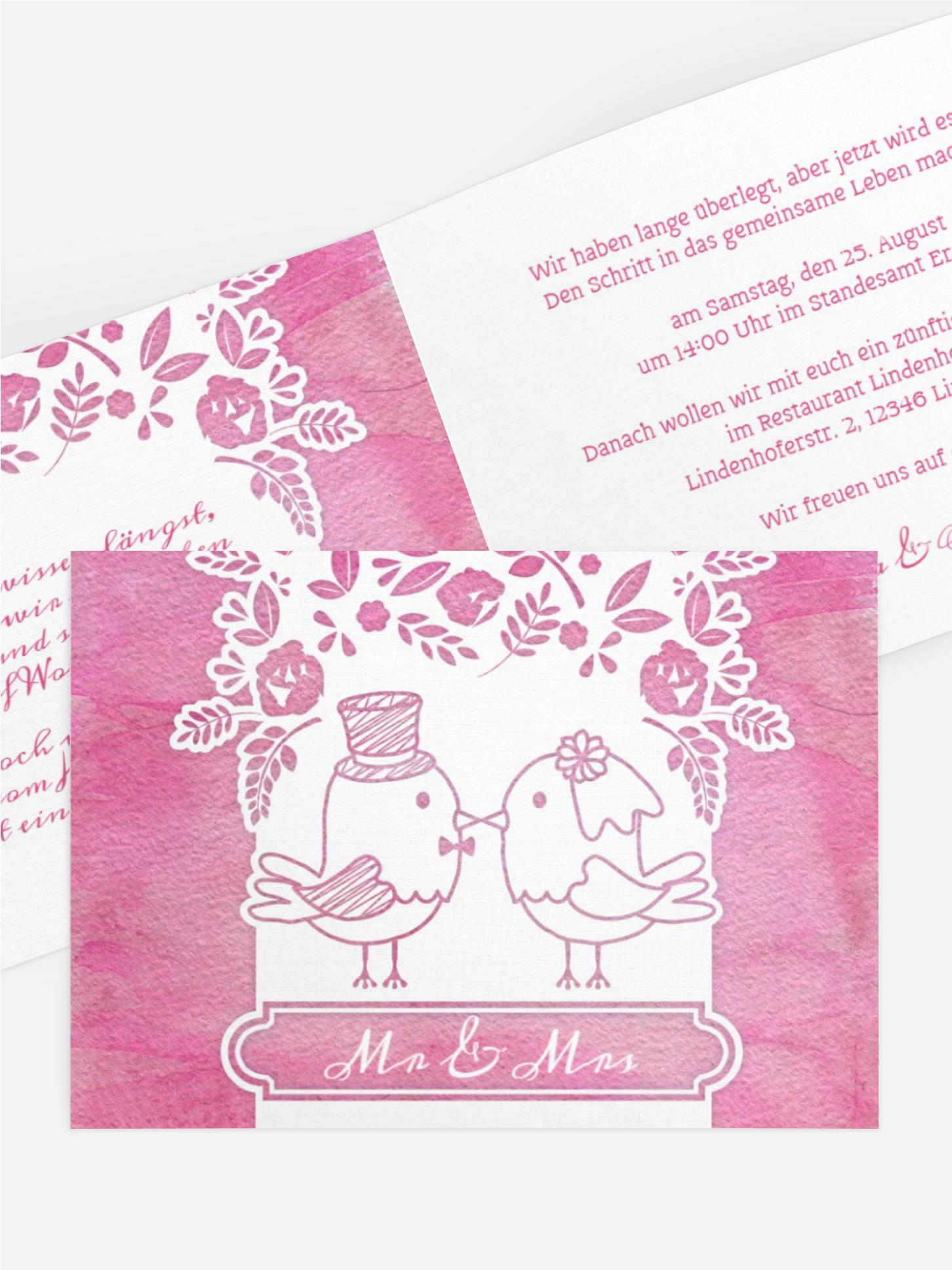 Hochzeitseinladung Vogelpaar