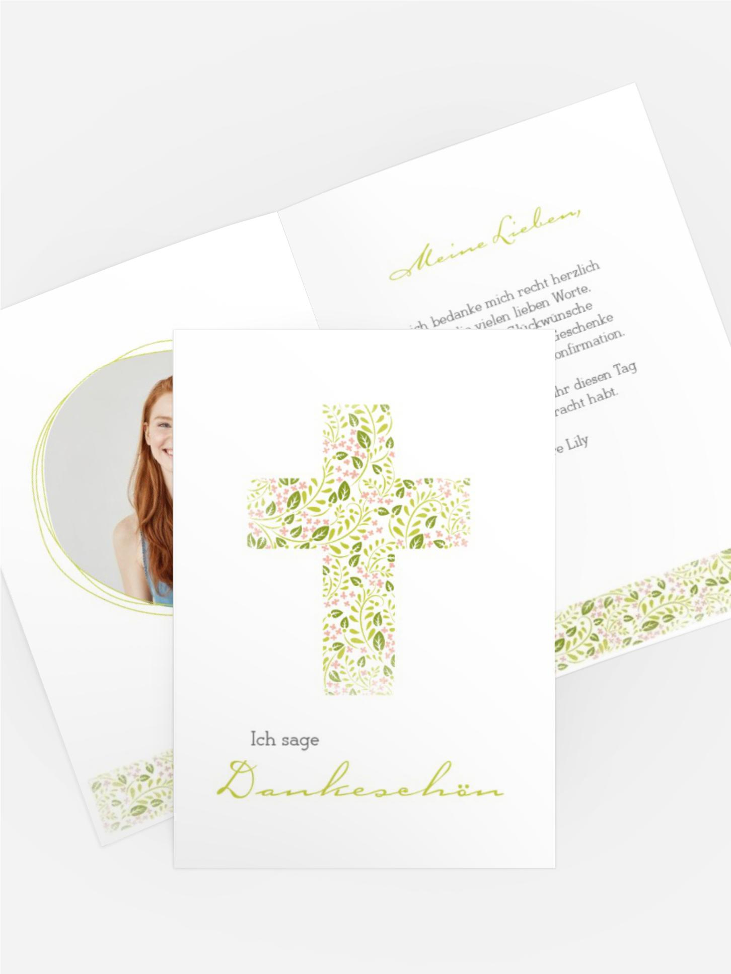 Dankeskarte Konfirmation Blumenkreuz