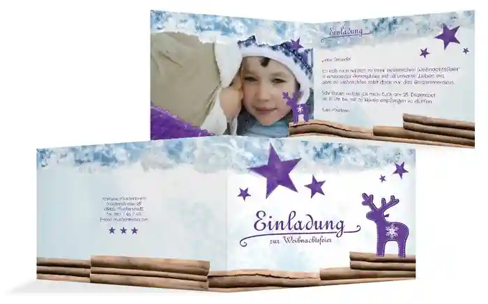 Weihnachtseinladung Privat Sternenhimmel