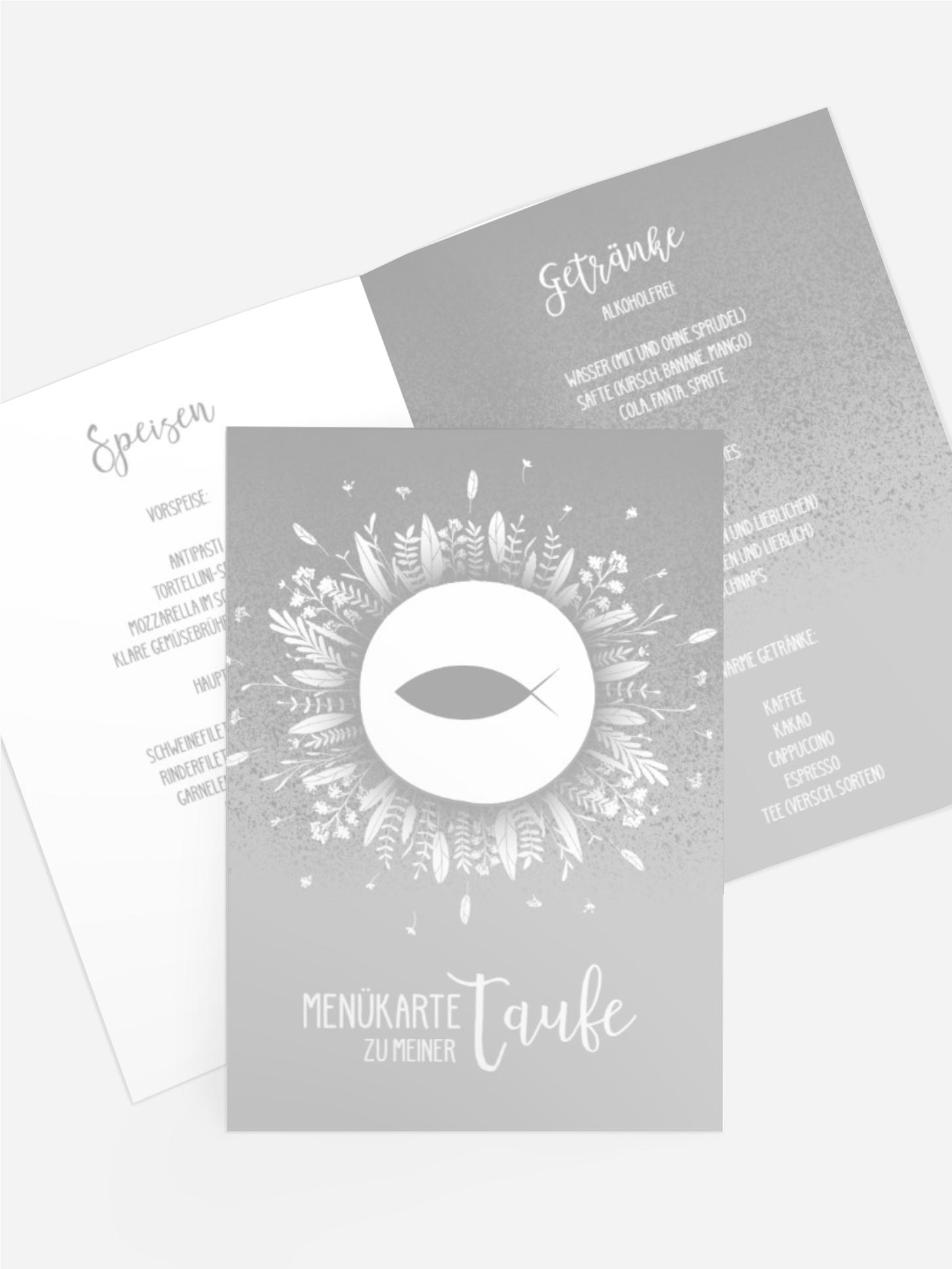 Menükarte Taufe Blumenfisch