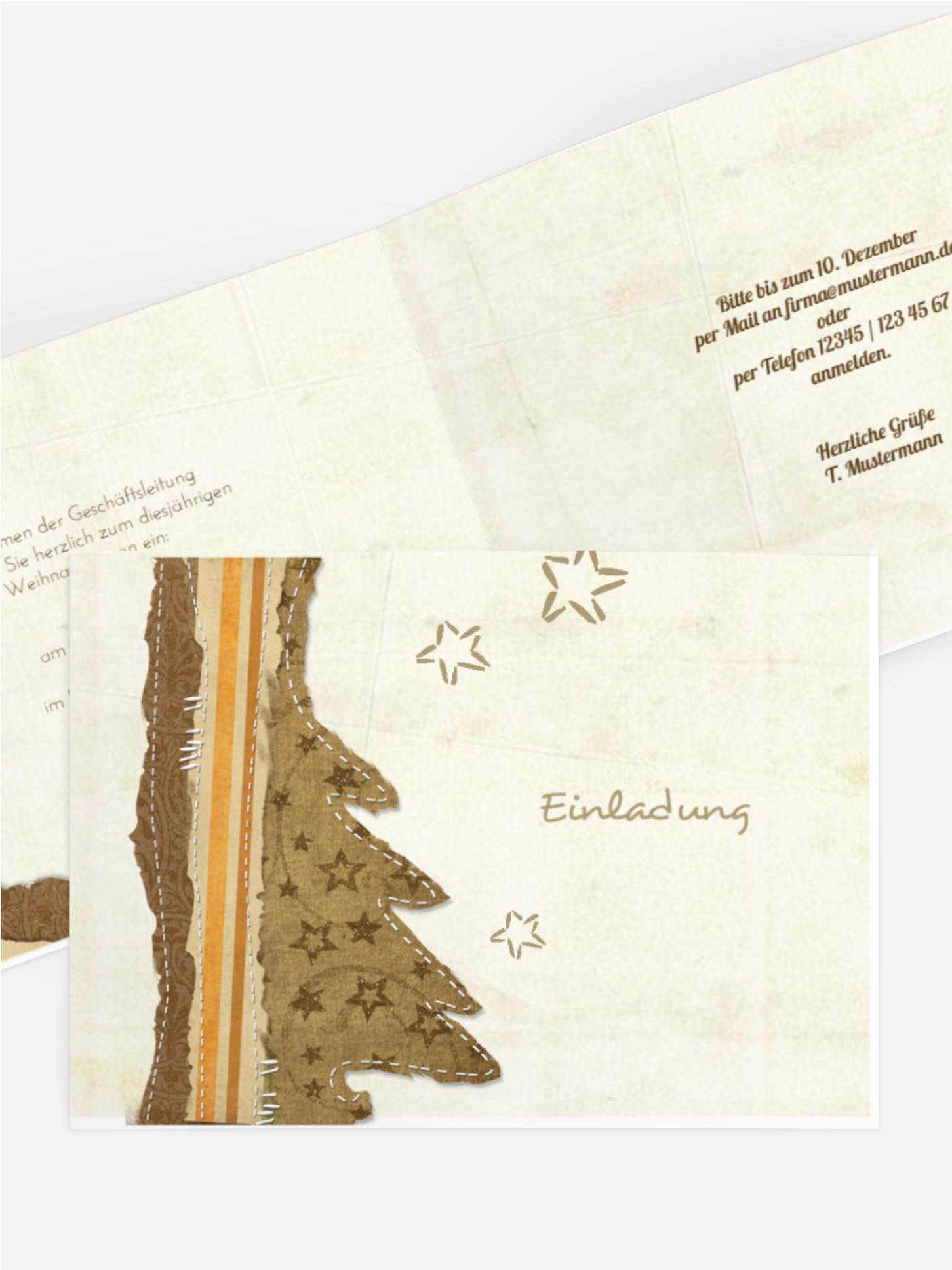 Weihnachts Einladungskarte geschäftlich Stoffbaum