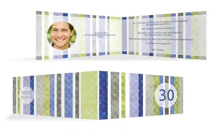 Geburtstagseinladung Gestreift 30 Foto