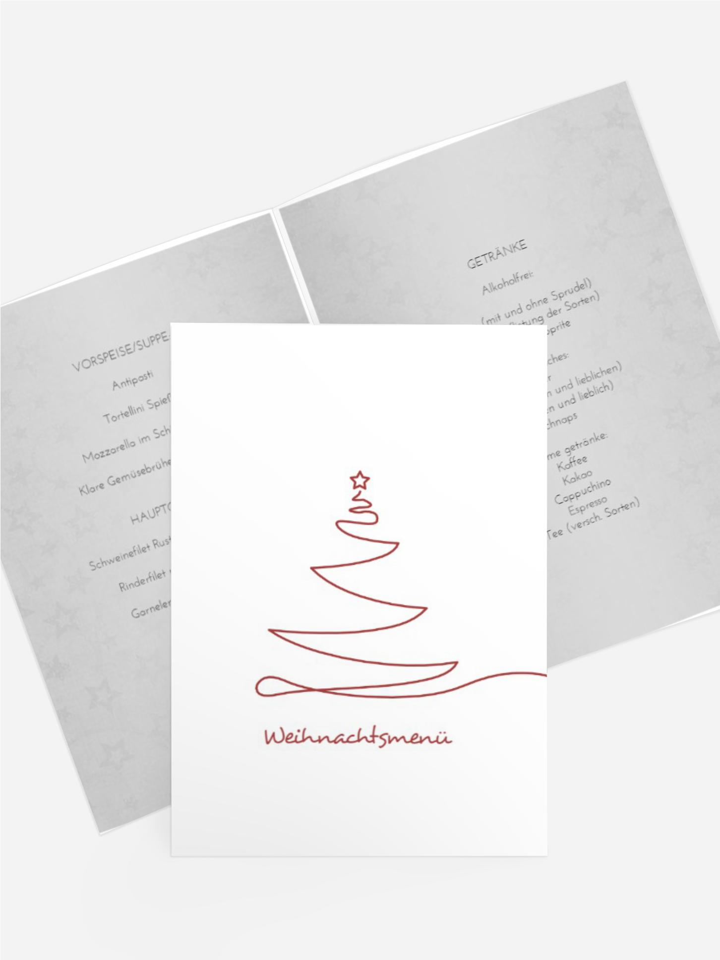 Weihnachts Menükarte Linienbaum