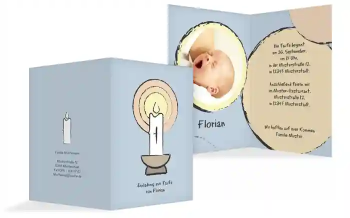 Einladungskarte Taufe Kerzenschein Einladungskarte Taufe Kerzenschein