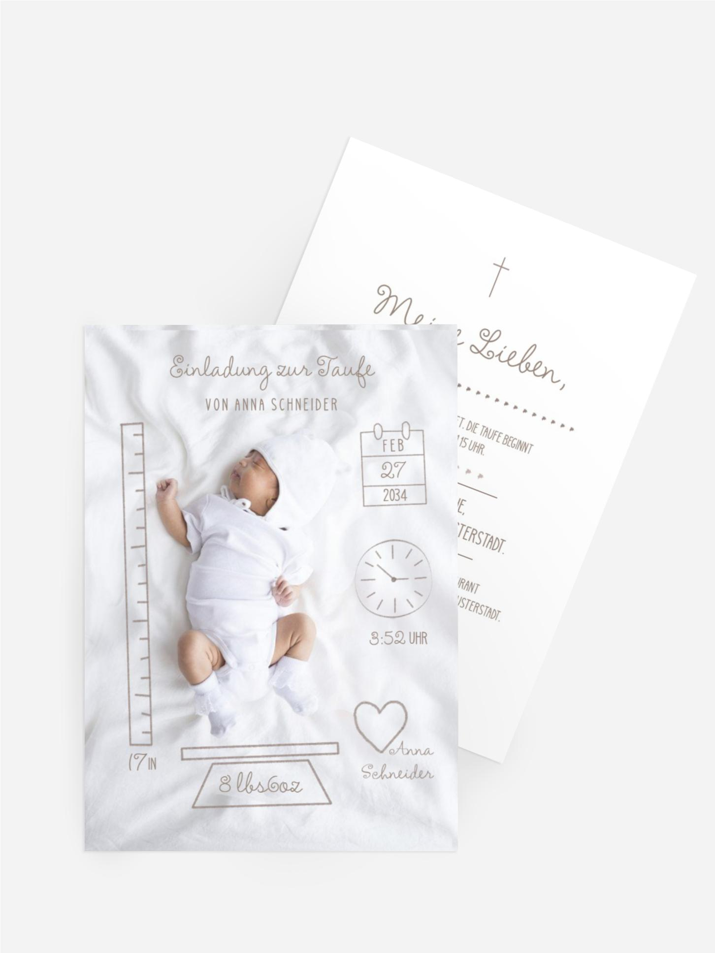 Einladungskarte Taufe Baby-Parameter