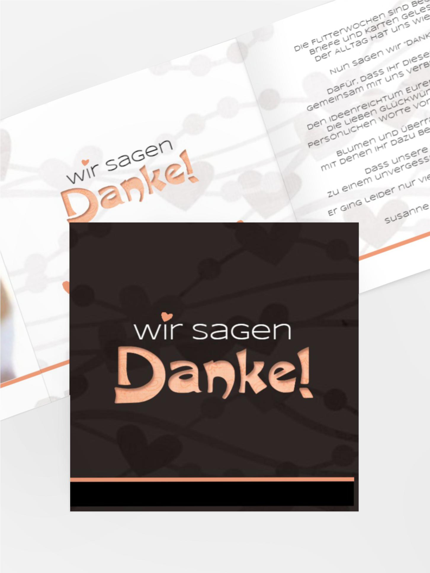 Dankeskarte Hochzeit wilde Herzen
