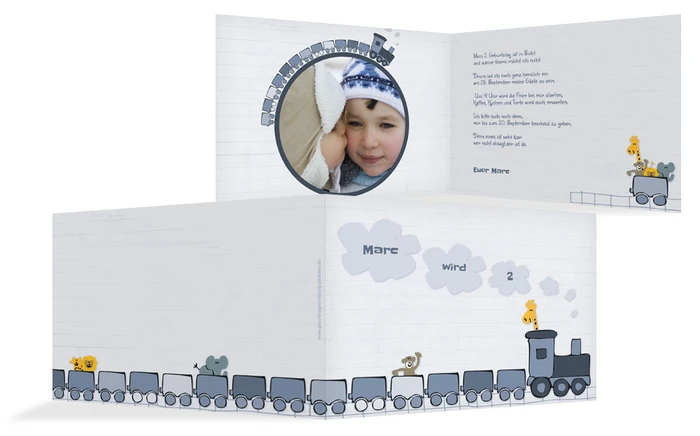 Einladungskarte Geburtstag Zoozug Foto