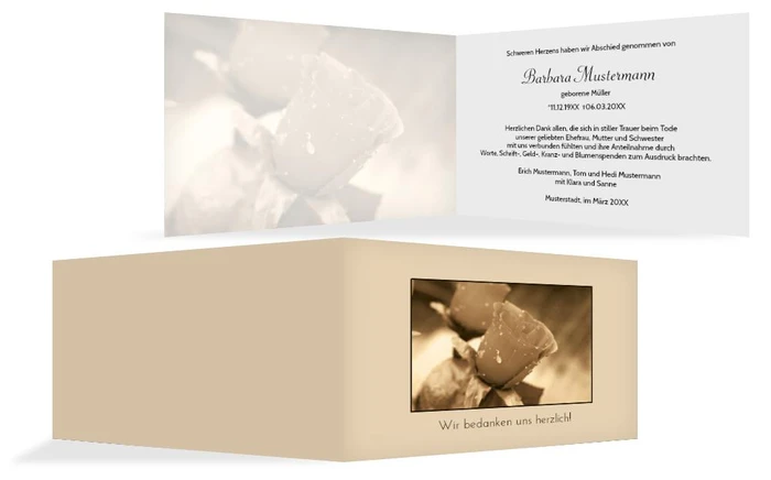 Dankeskarte Rose quer