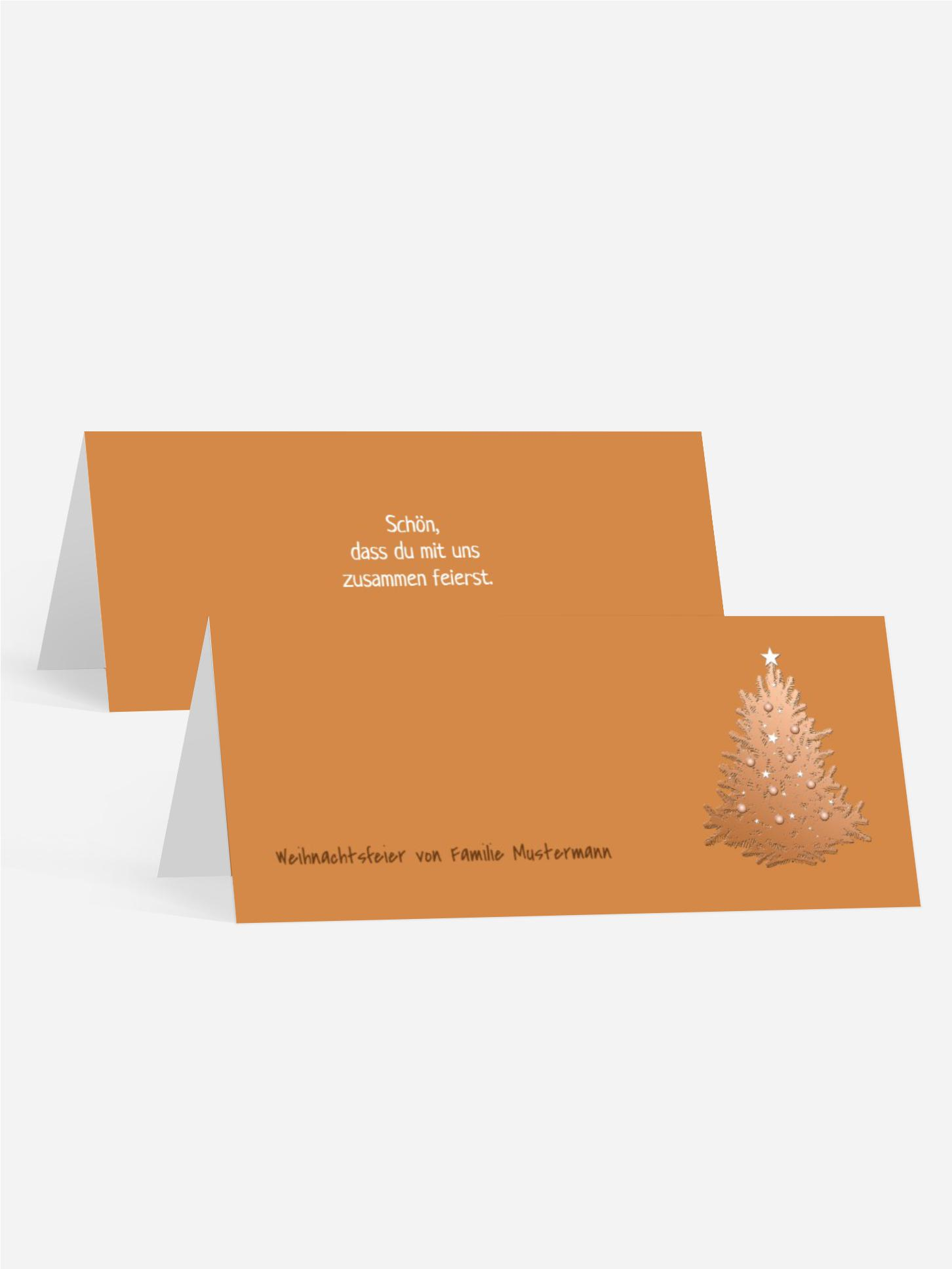 Weihnachtstischkarte geschmückter Baum Weihnachtstischkarte geschmückter Baum