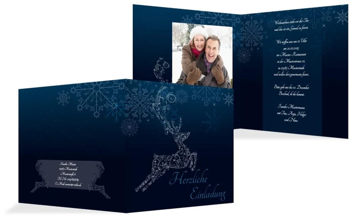 Foto Weihnachtseinladung Schnörkelhirsch Foto Weihnachtseinladung Schnörkelhirsch