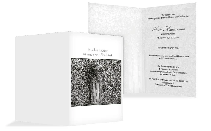 Trauerkarte Efeu hoch