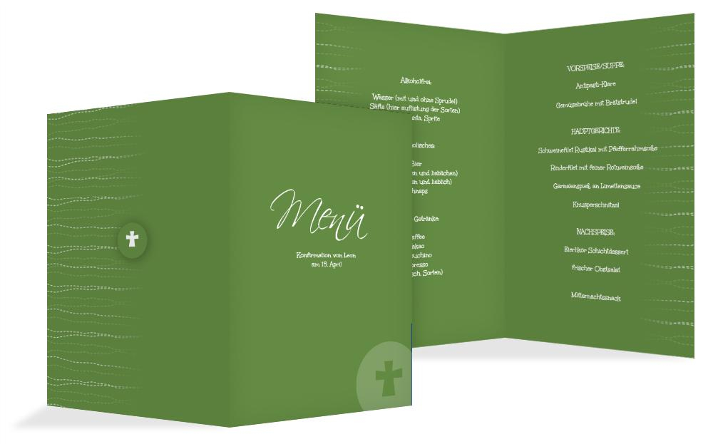 Menükarte Konfirmation Wellen Kreuz Menükarte Konfirmation Wellen Kreuz