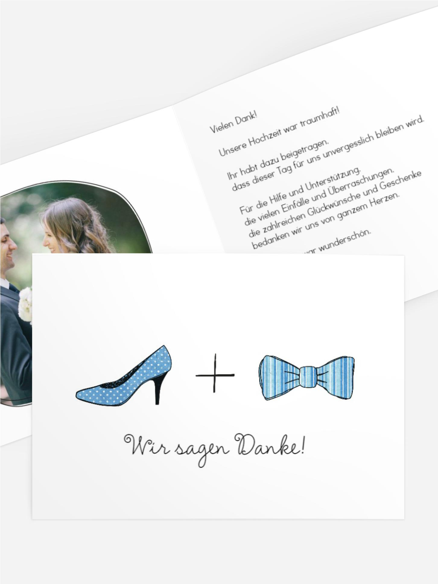 Hochzeit Danksagung High Heel und Fliege