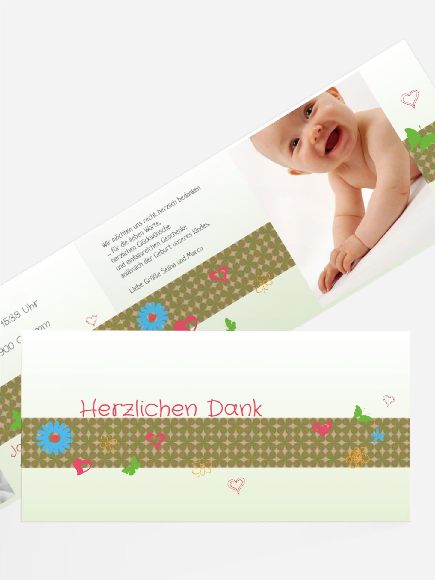 Baby Dankeskarte colorful garden