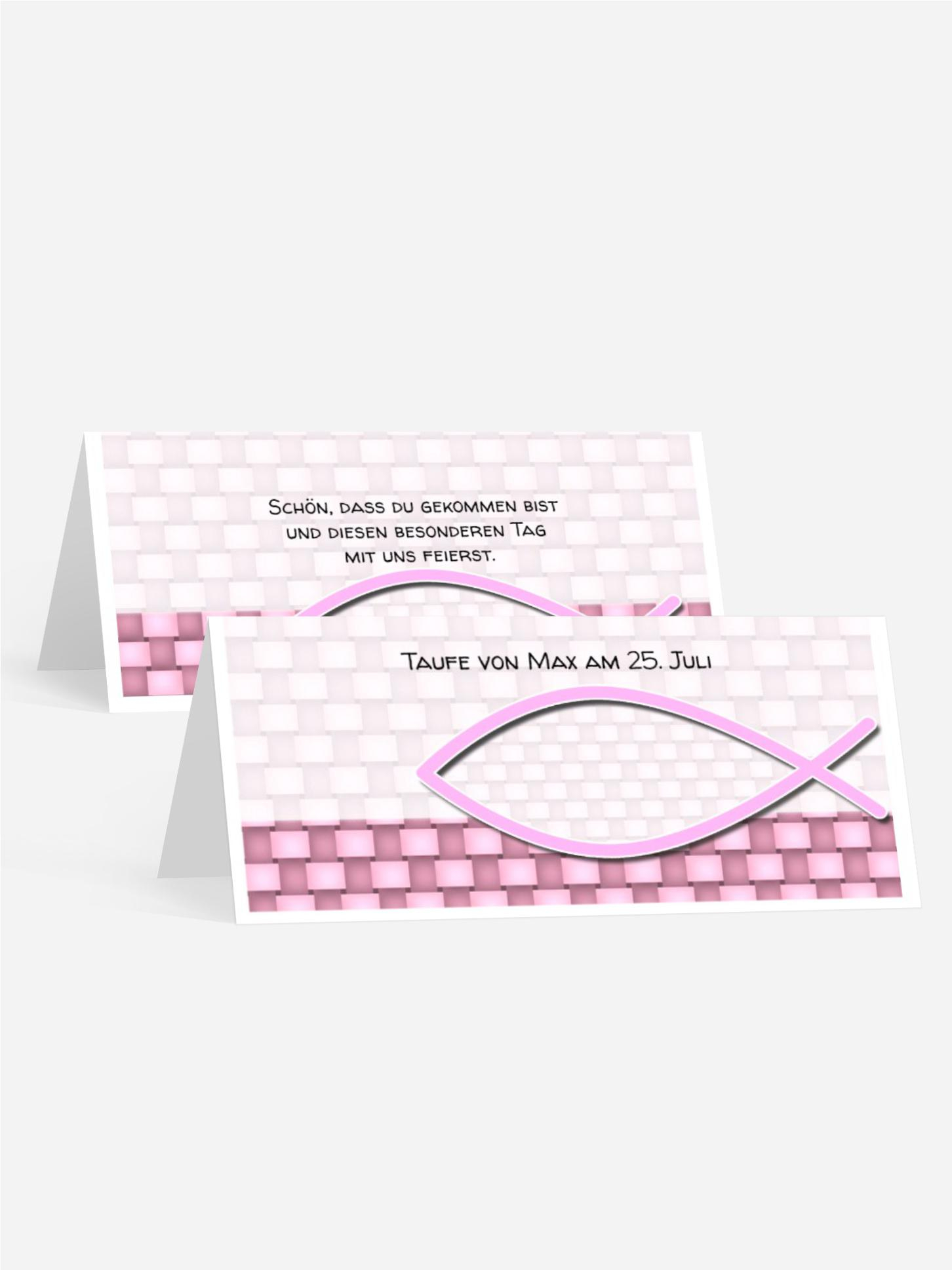 Tischkarte Taufe Jesusfisch