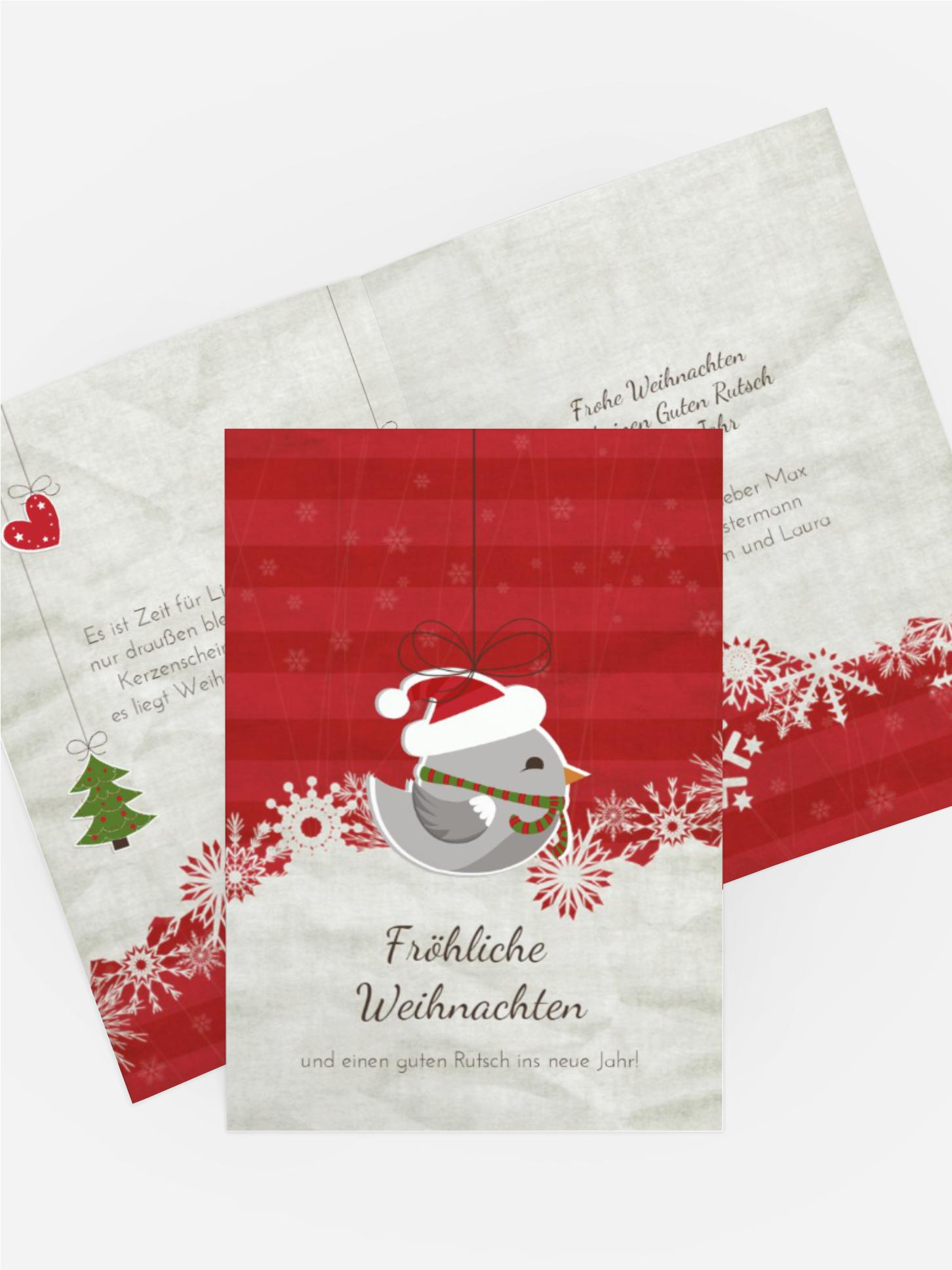 Weihnachtsgrußkarte Vogel