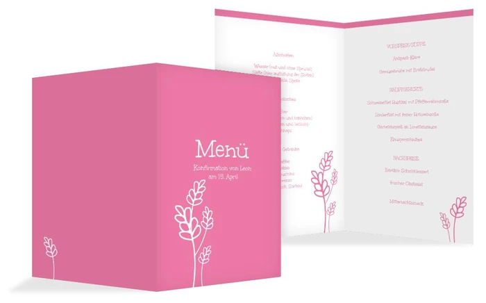Menükarte Konfirmation Gräser