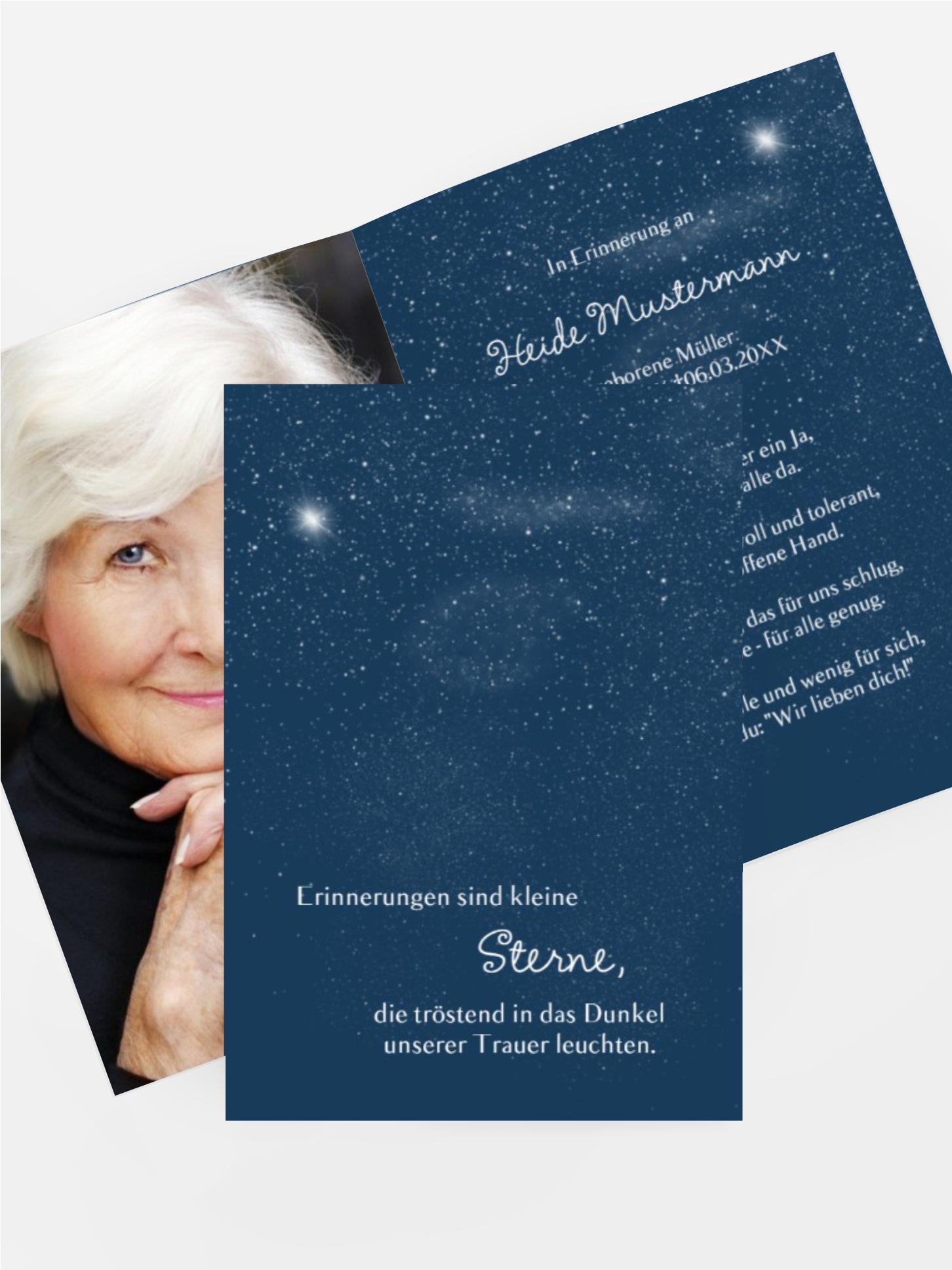 Sterbebildkarte starry sky