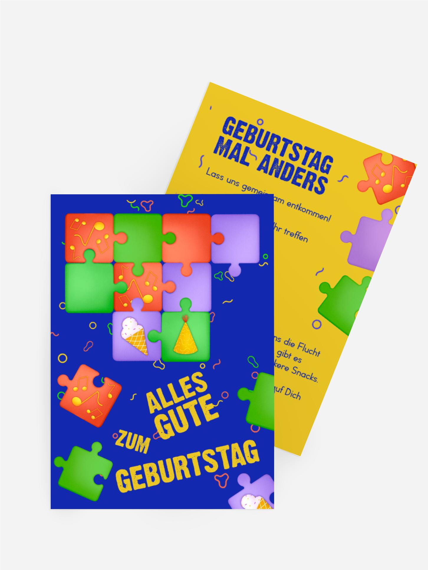 Jugendliche Geburtstagseinladung Geburtstagspuzzle