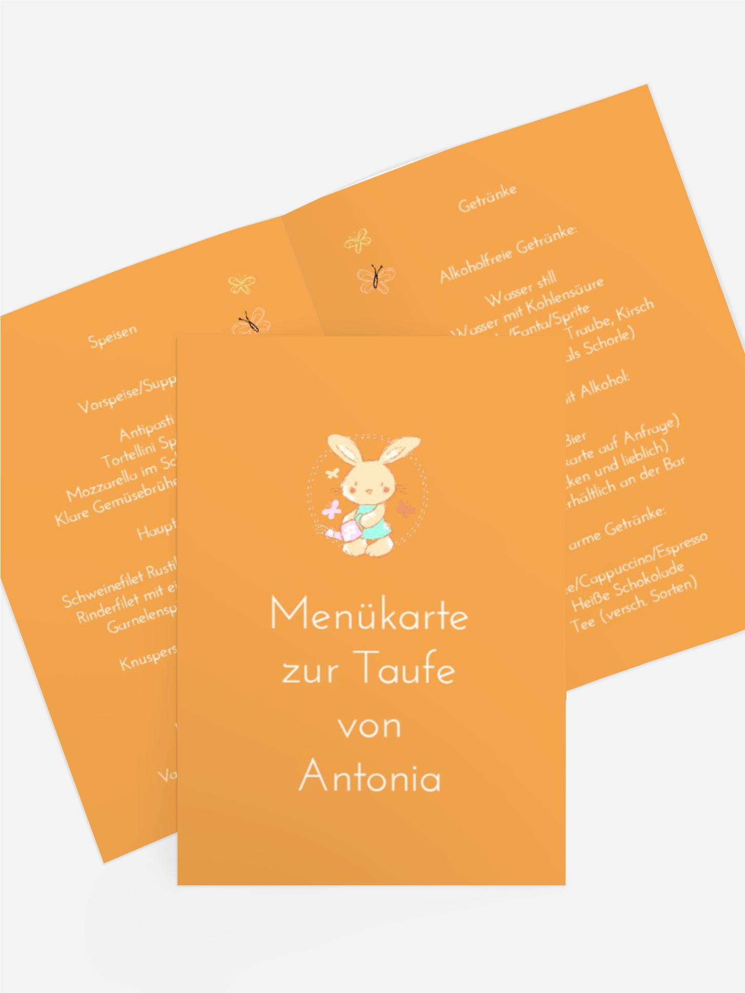 Taufe Menükarte Hase Taufe Menükarte Hase