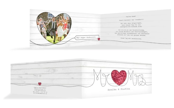 Hochzeit Dankeskarte Mr&Mrs