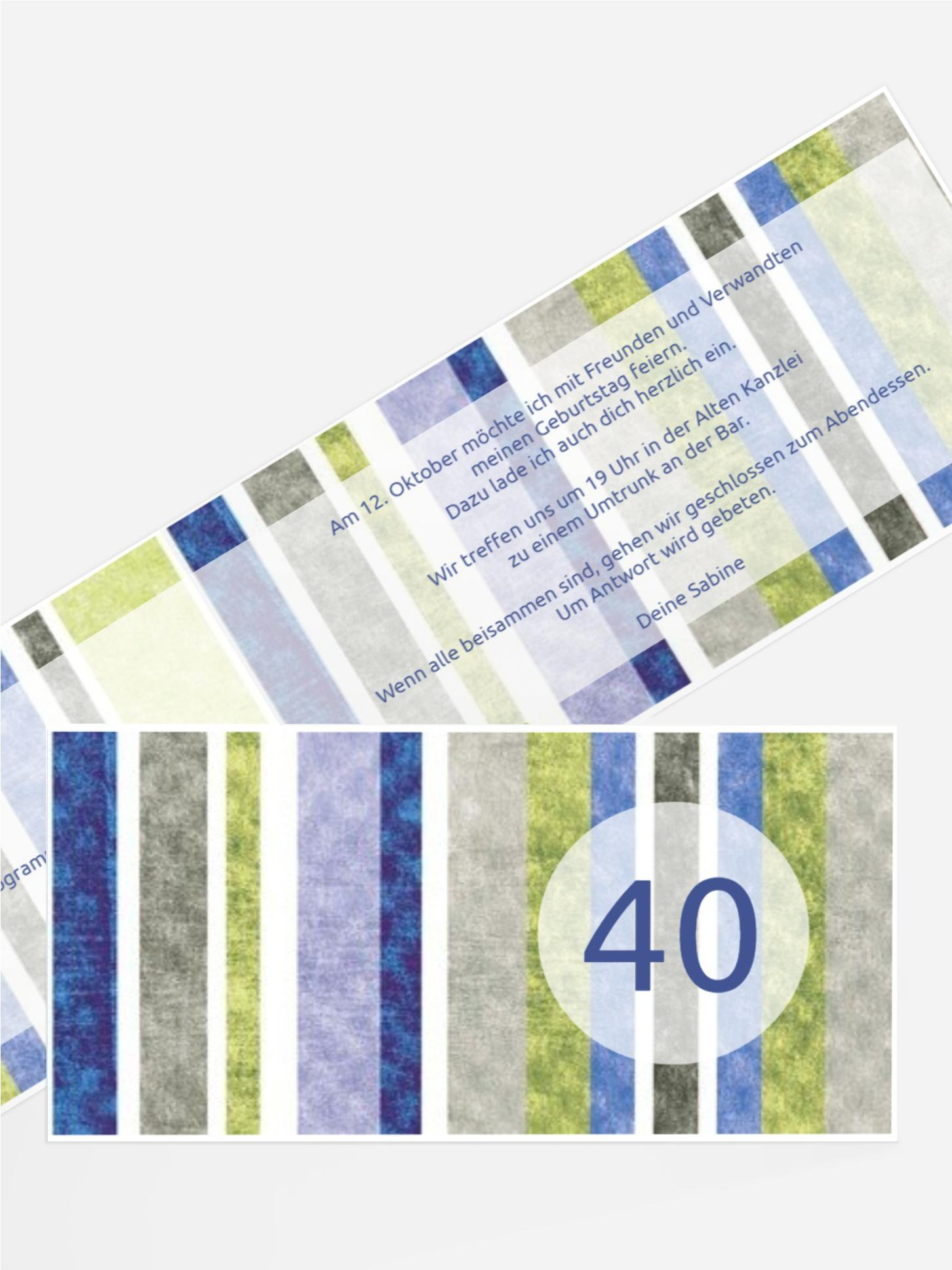 Geburtstagseinladung Gestreift 40