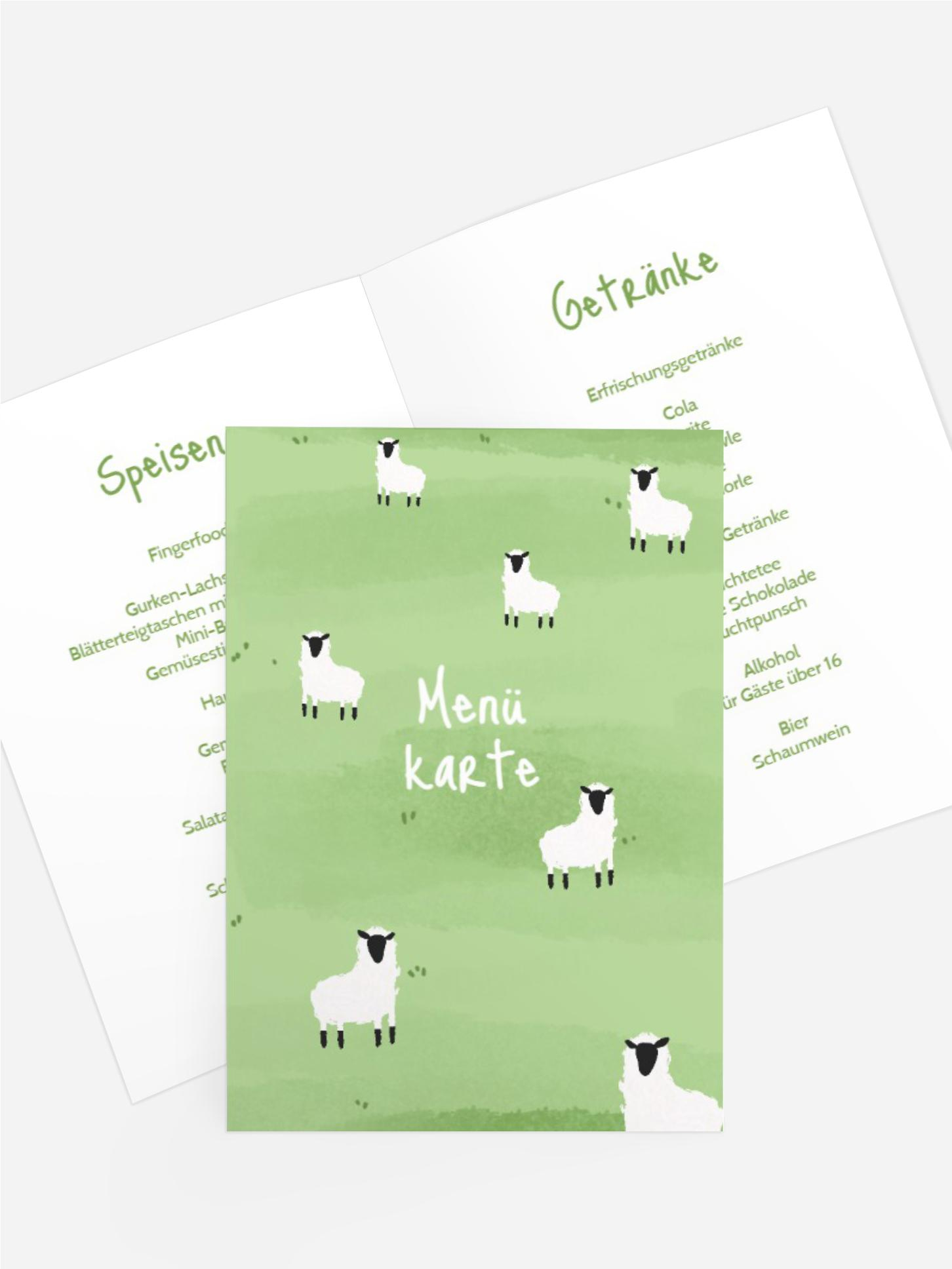 Menükarte Jugendliche Geburtstag Feiern auf dem Feld