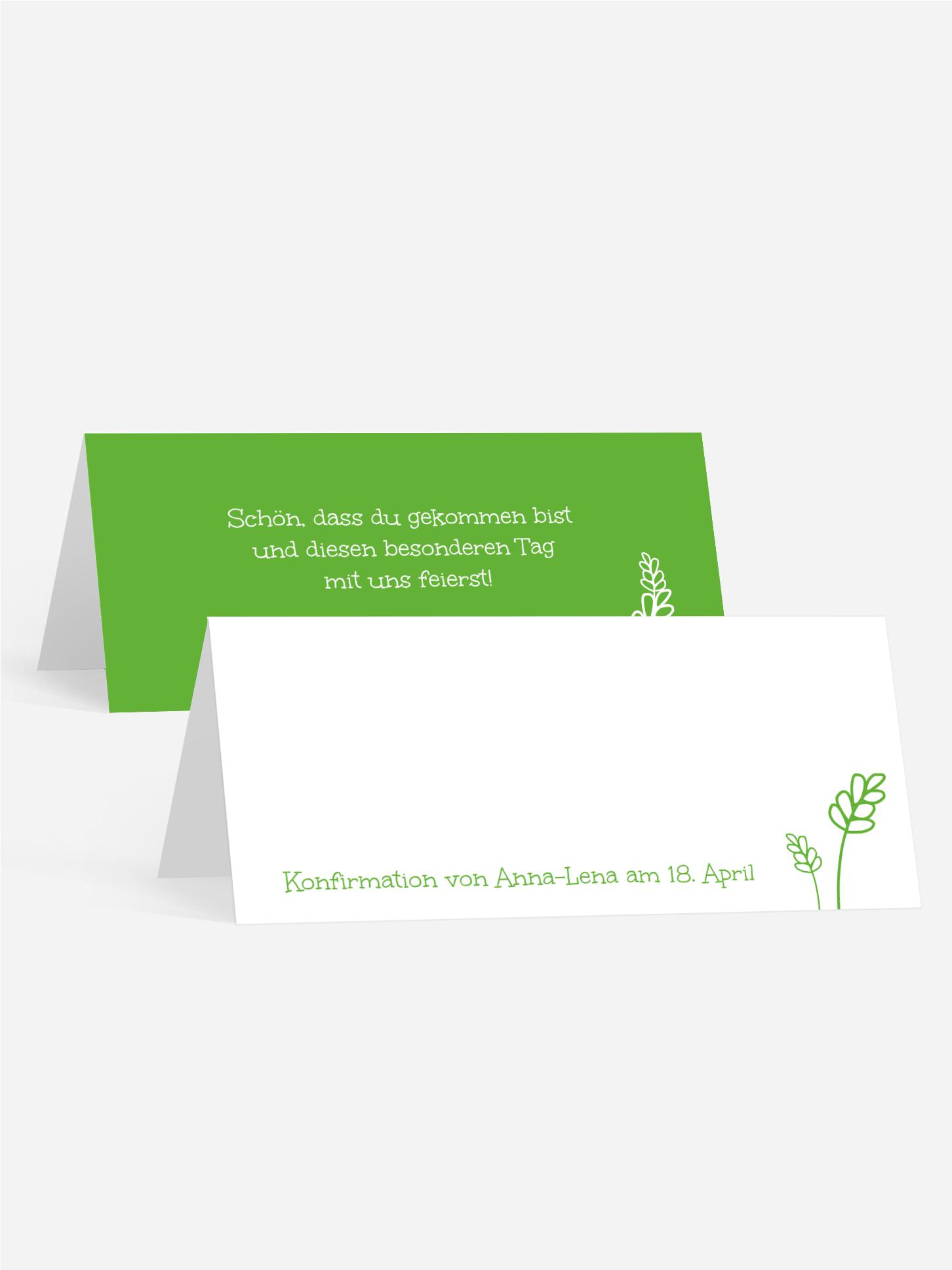 Tischkarte Konfirmation Gräser Tischkarte Konfirmation Gräser