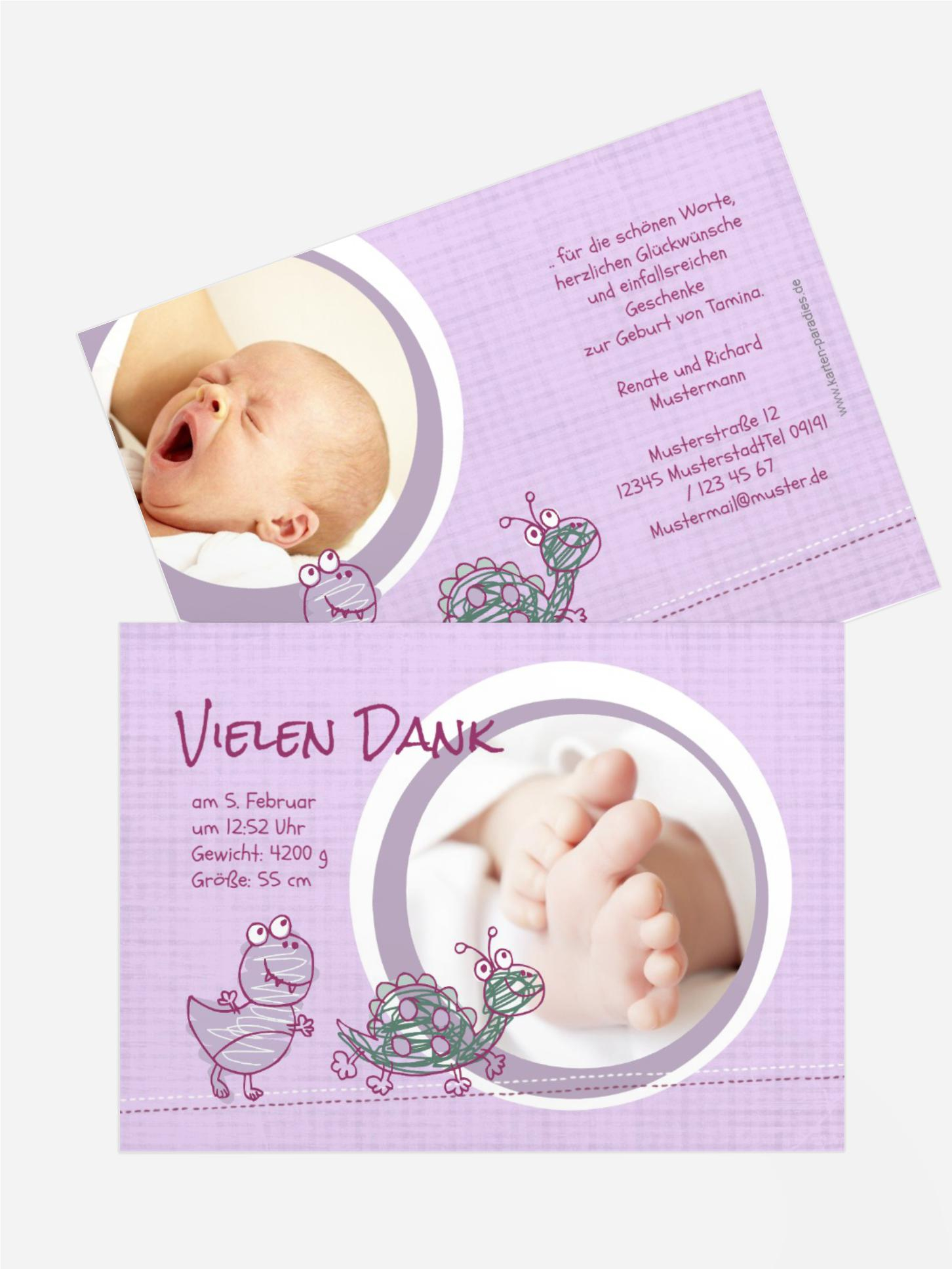 Geburt Dankeskarte Schildi