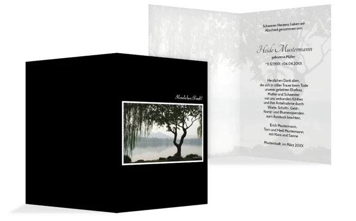 Dankeskarte Baum am See hoch