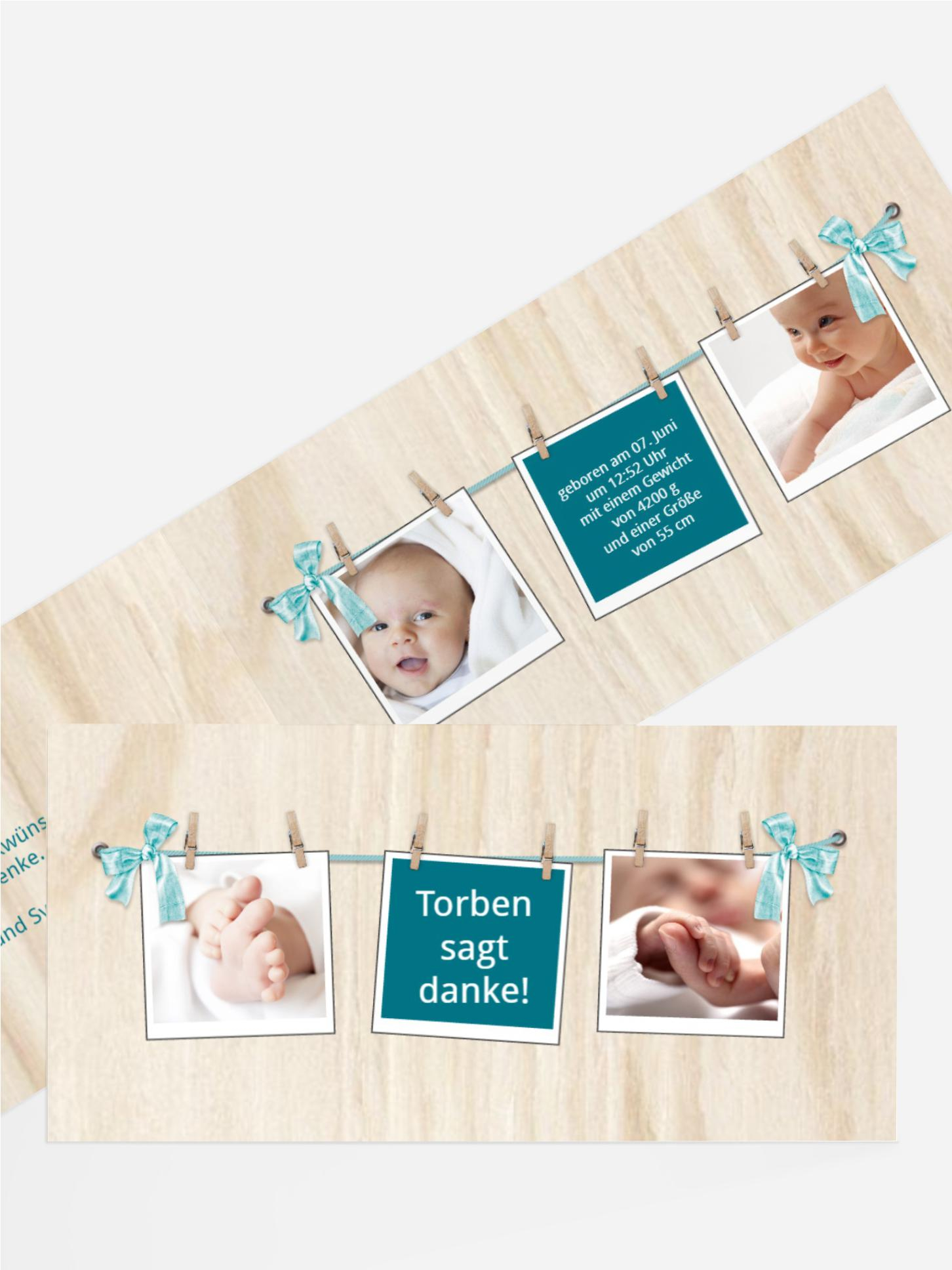 Dankeskarte zur Geburt Schleife Dankeskarte zur Geburt Schleife