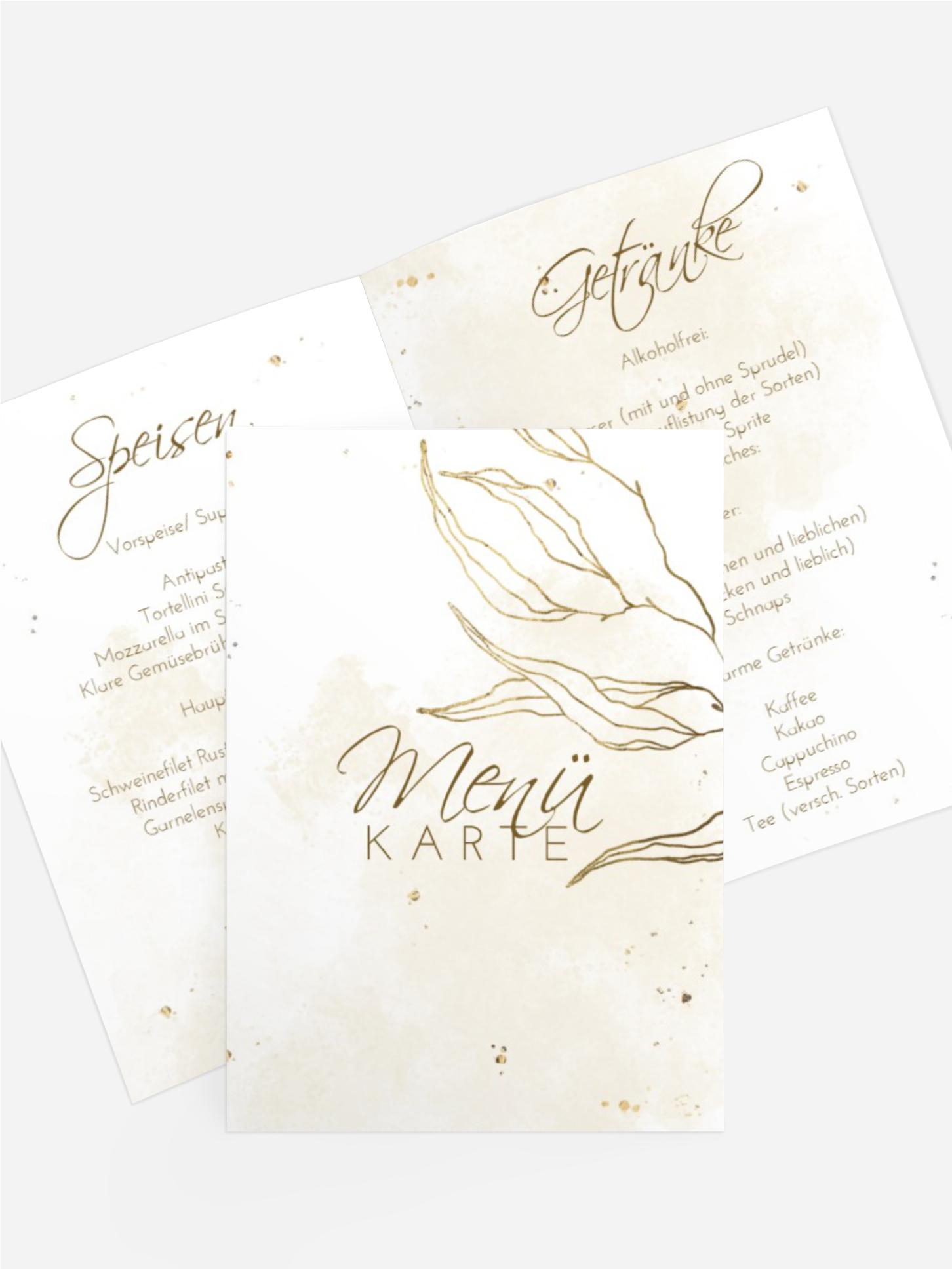 Menükarte Edle Blattstruktur