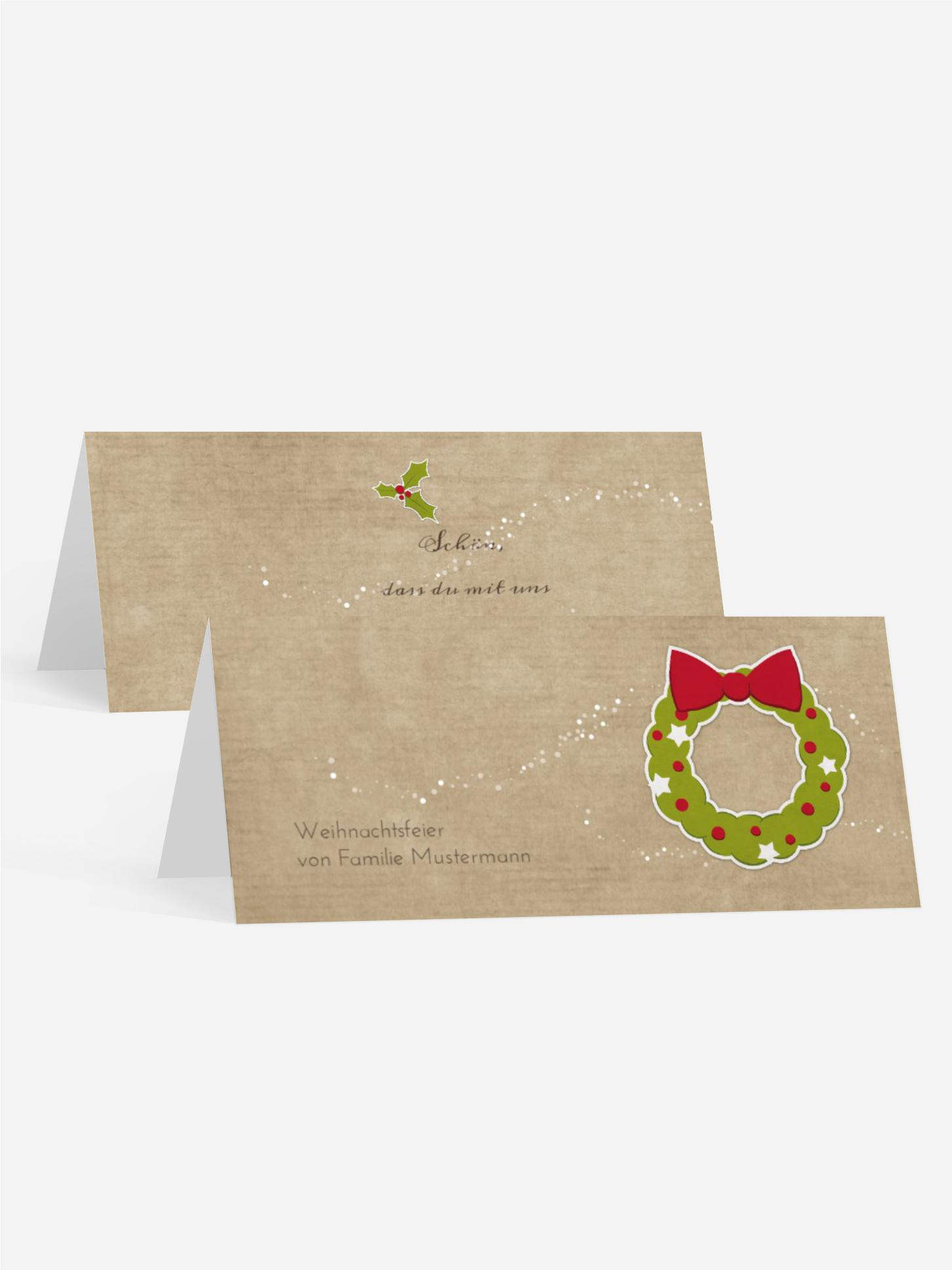 Tischkarte Weihnachtskranz