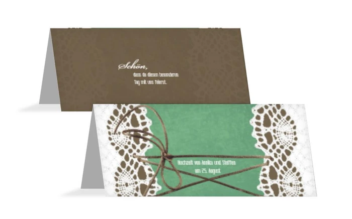 Hochzeitstischkarte Vintage Schleife