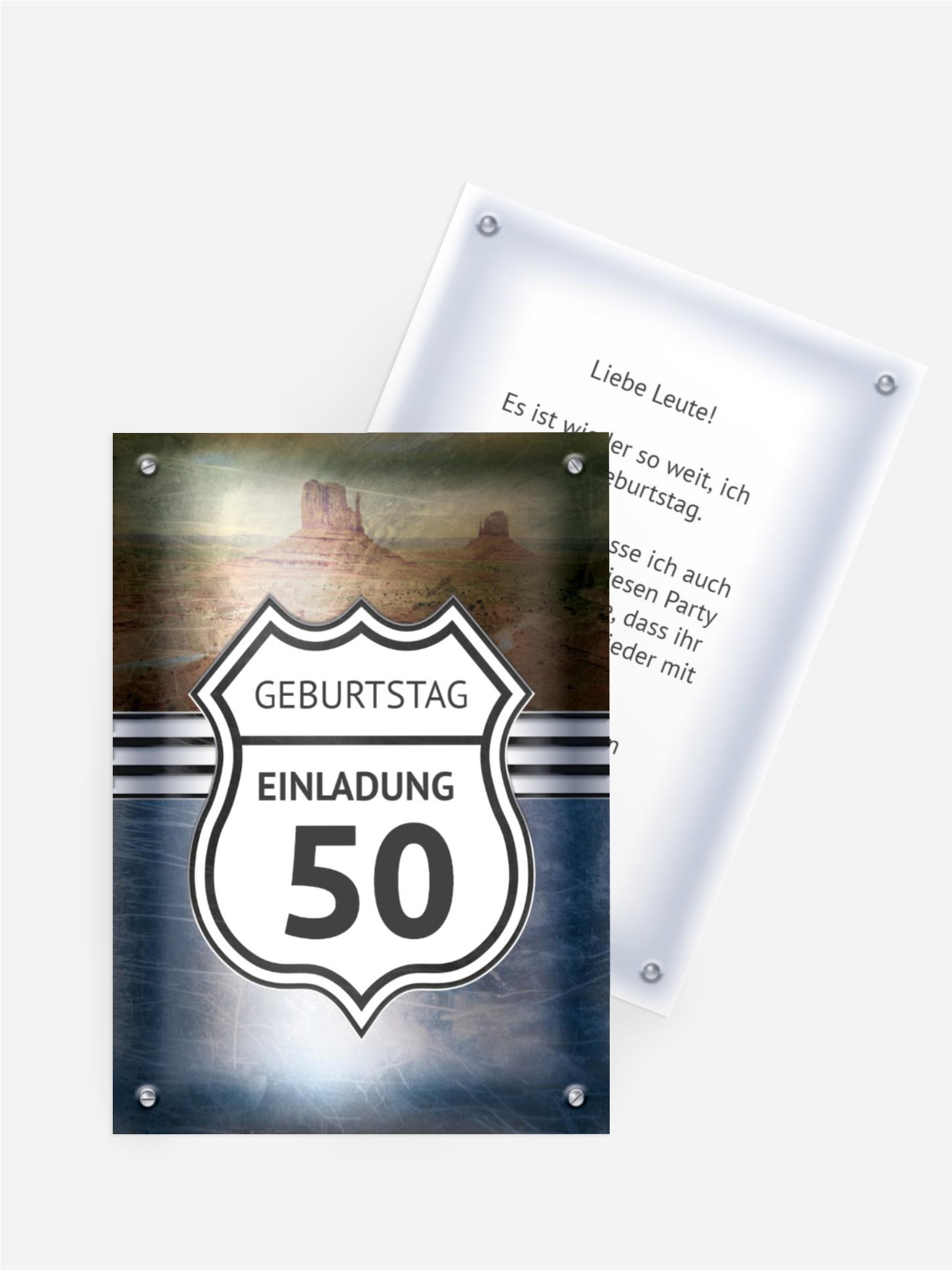 Geburtstagseinladung Route 50 Geburtstagseinladung Route 50