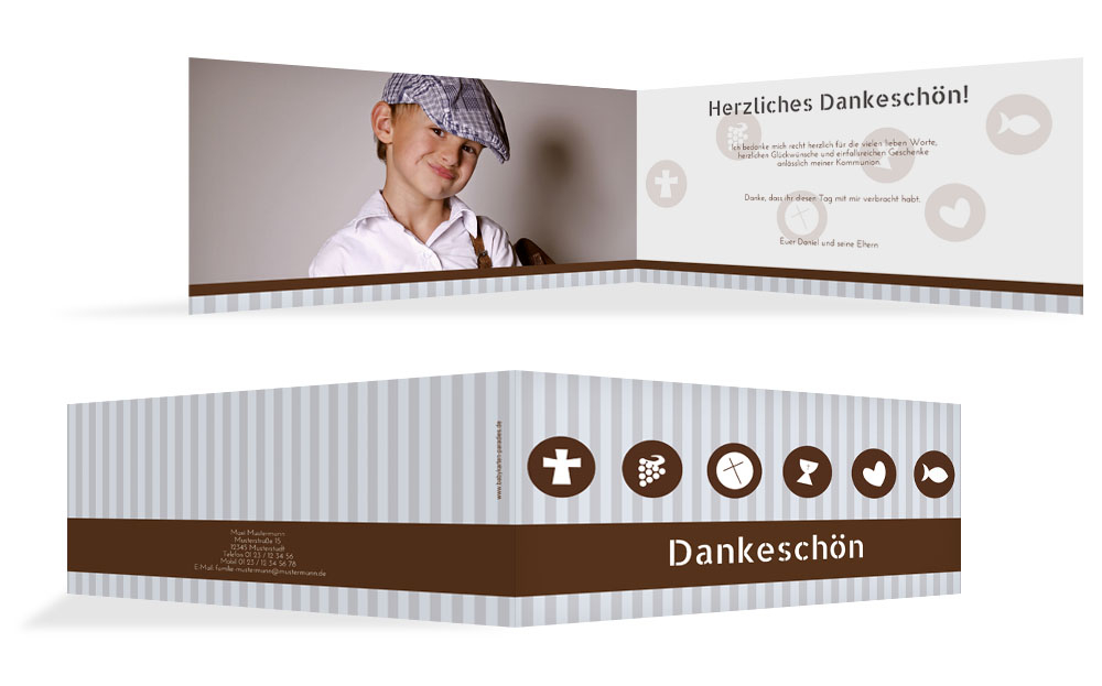 Kommunion Danksagung stripes buttons