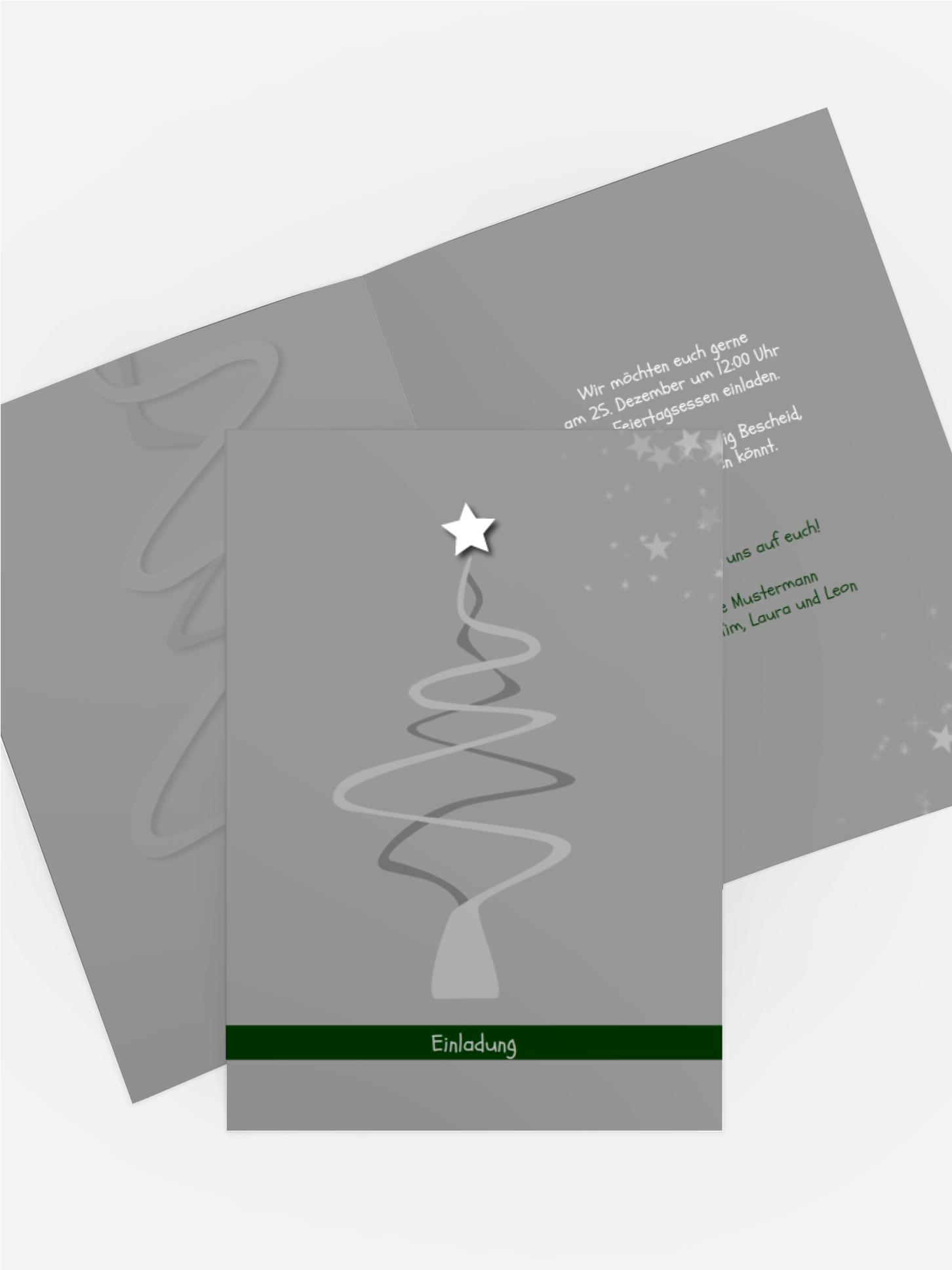 Weihnachtseinladung Privat Schnörkelbaum