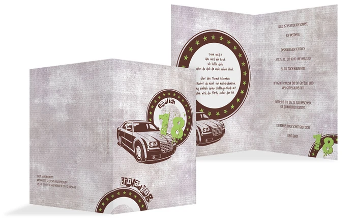 Einladungs zum 18. Geburtstag car star 18 Einladungs zum 18. Geburtstag car star 18