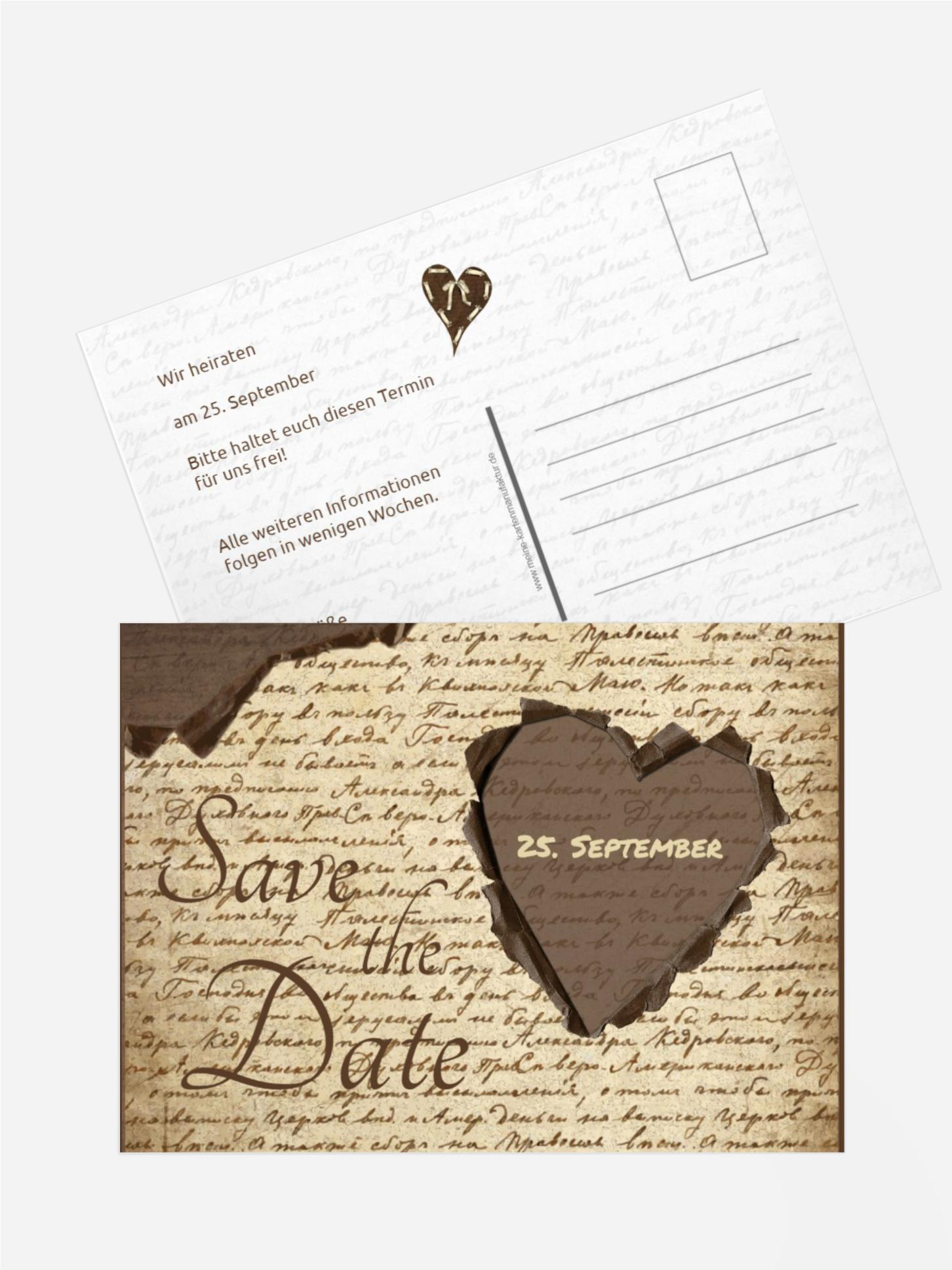 Save the Date Karte Herzensgedicht