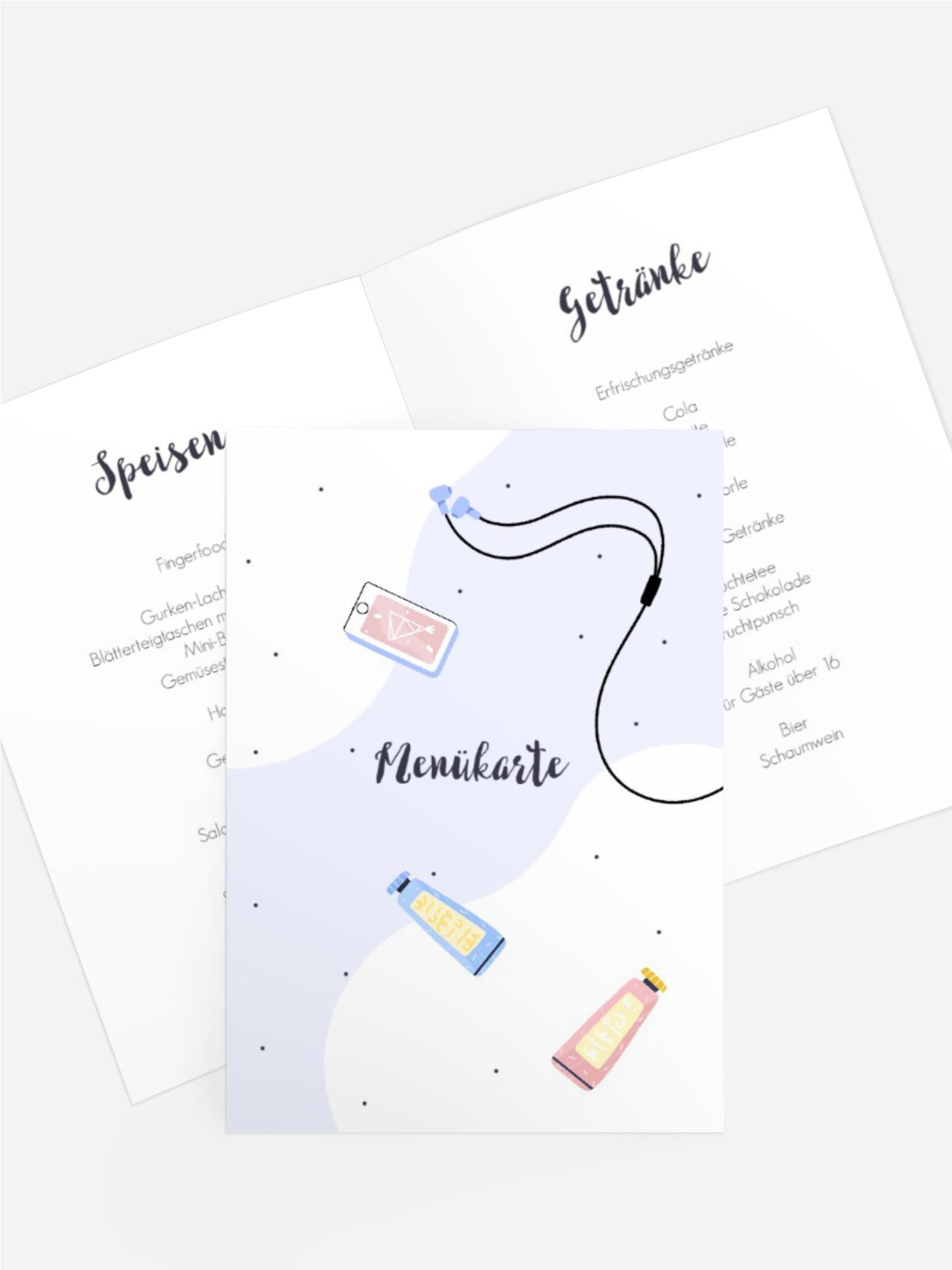 Menükarte Jugendliche Geburtstag Teenager-Set