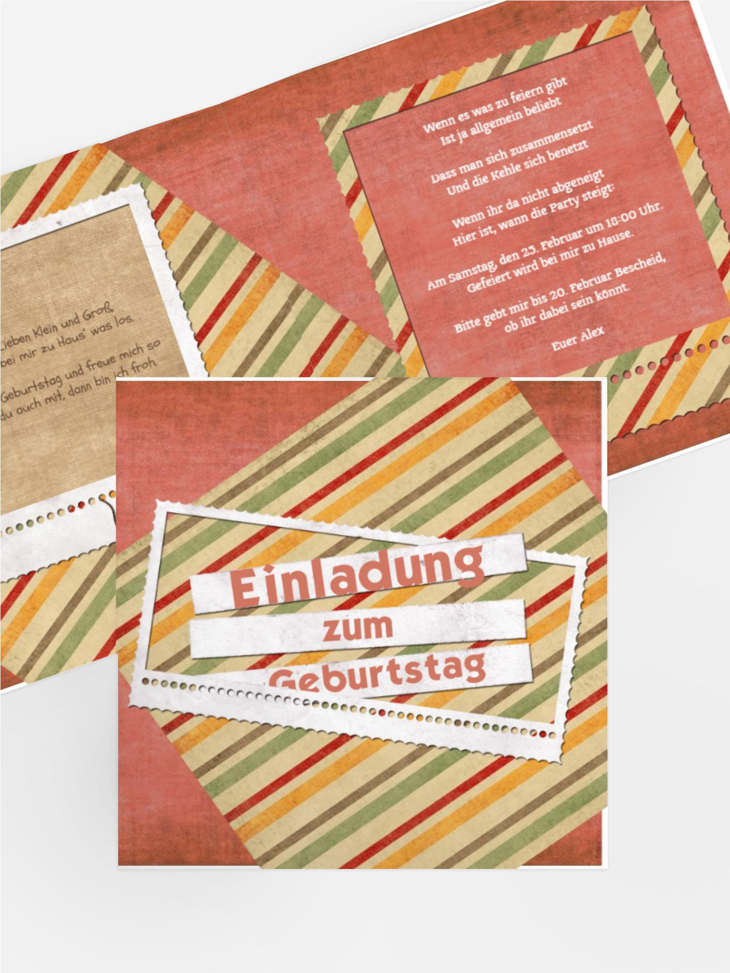 Einladungskarte für Jugendliche color stripes