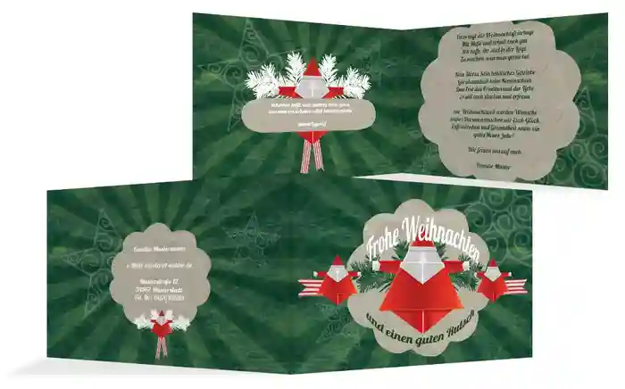 Weihnachtsgrußkarte Origami 
